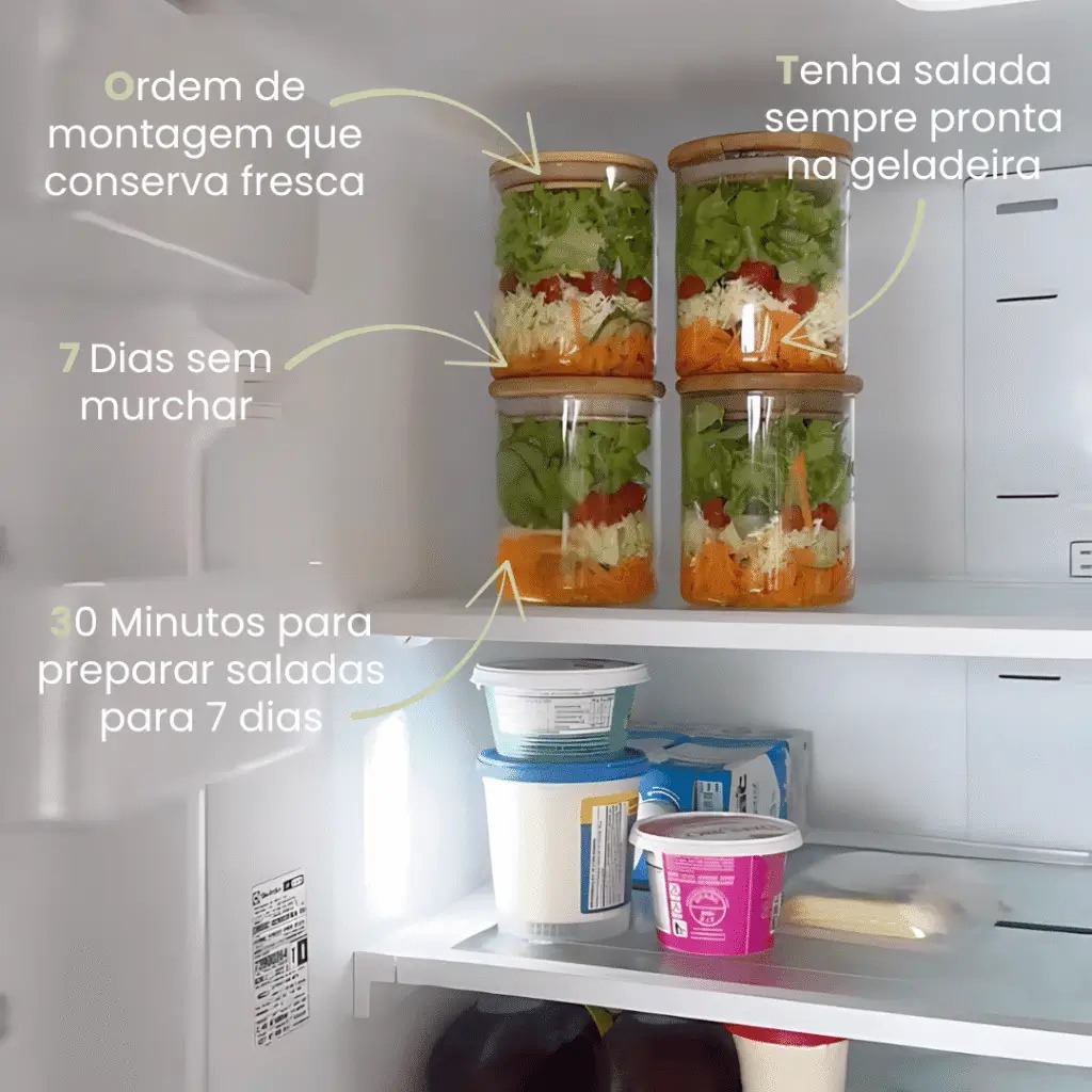 Saladas na Geladeira conservando por 7 dias